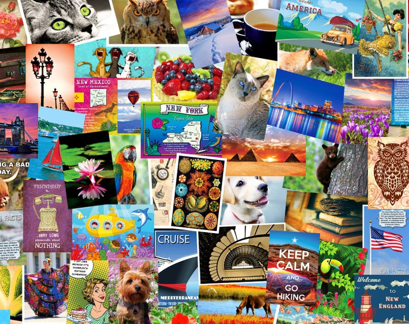 Postcard Fair SAMPLER POSTCARD SET of 20 cards. Post card variety pack of random assortment of 20 mixed sample postcards. Made in USA. - Image 1